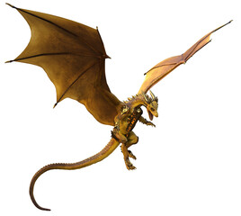 golden dragon 3d render fantasy creature