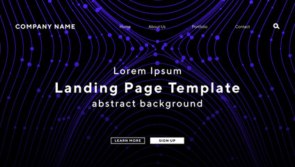 landingpage template wave line with paticle dots radiowave wireless communication theme background for website UI template business Annual reports, flyer, poster, magazine covervector EPS.