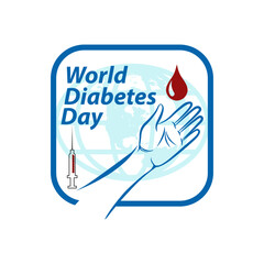 Creative illustration, poster or banner for world diabetes day awareness. with text 14th nov