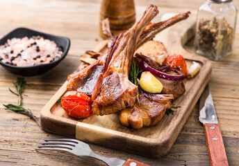 Fresh delicacy Tomahawk lamb chops