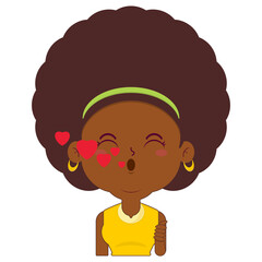 afro woman playful valentine cartoon cute