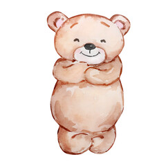 Watercolor cute Teddy Bear Valentines Day