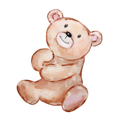 Watercolor cute Teddy Bear Valentines Day