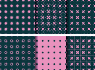 seamless pattern abstract geometric flower pink and dust deep indigo colors vector