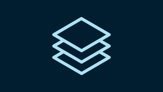 White Layers icon isolated on blue background. 4K Video motion graphic animation