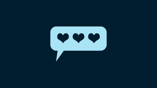 White Like and heart icon isolated on blue background. Counter Notification Icon. Follower Insta. 4K Video motion graphic animation