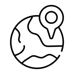 World globe with map pin concept of destination