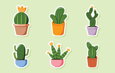 Set of Cactus Sticker Design