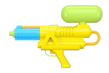 Plastic water gun toy for playing in the swimming pool isolated on white