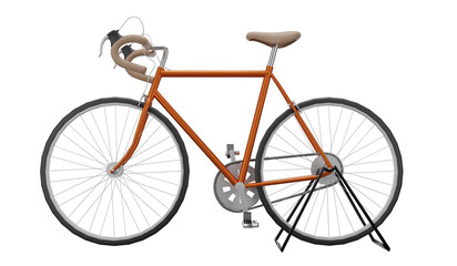 Vintage road bike bicycle racer.3D rendering
