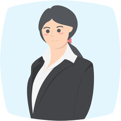 Professional Business Women Employment Avatar Hair Tied Character