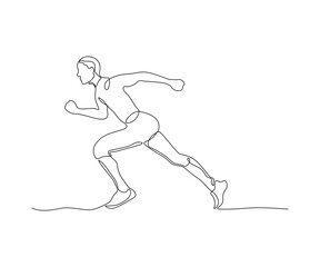 Fototapeta na wymiar abstract running man,athlete,sprinter,hand drawn, continuous mono line, one line art