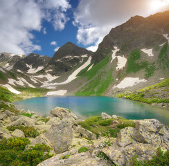 Naklejka na ściany i meble Beautiful summer landscape of Caucasus mountain.