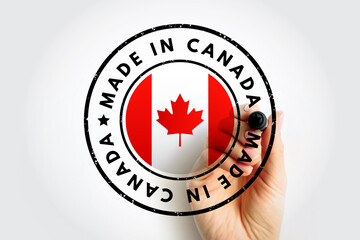 Made in Canada text emblem badge, concept background