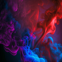 Dramatic Red and Blue Smoke and Fog