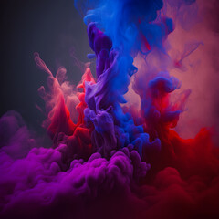 Obraz premium Dramatic Red and Blue Smoke and Fog