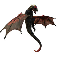 Naklejka premium red dragon wyvern 3d render