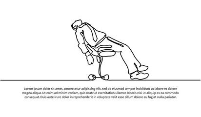 Continuous line design of a man sleeping. Work fatigue design concept. Decorative elements drawn on a white background.