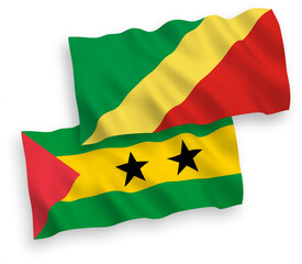 Flags of Saint Thomas and Prince and Republic of the Congo on a white background