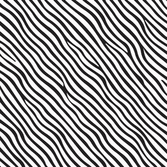 Zebra stripes pattern. Zebra print, animal skin, tiger stripes, abstract drawing, line background, fabric. Amazing hand-drawn vector illustration. Poster, banner. Black and white