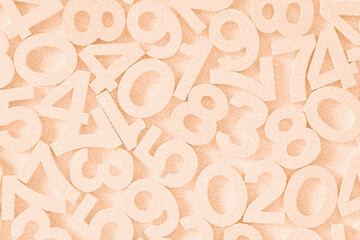 Background of numbers in gentle pastel colors. Illustration. Warm color.