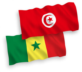 Flags of Republic of Senegal and Republic of Tunisia on a white background