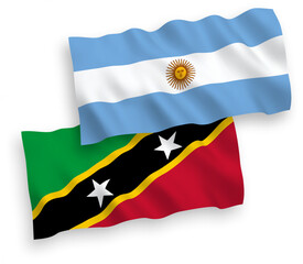 Flags of Federation of Saint Christopher and Nevis and Argentina on a white background