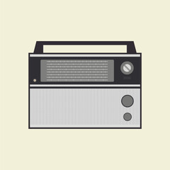 retro classic radio flat design vector illustration. old radio tuner. Vector illustration of vintage radio receiver, flat style. Retro radio