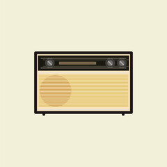 Obraz premium retro classic radio flat design vector illustration. old radio tuner. Vector illustration of vintage radio receiver, flat style. Retro radio