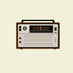 retro classic radio flat design vector illustration. old radio tuner. Vector illustration of vintage radio receiver, flat style. Retro radio