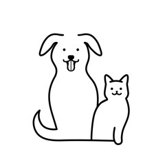 Fototapeta na wymiar Dog and cat line vector logo design icon. Veterinary or vet clinic logo or pet shop cute logo design. Veterinarian icon logo design illustration.