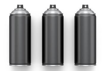 Set of spray paint cans isolated on white background. Spray bottle and dispenser