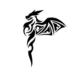 dragon tribal design with wings for hand tattoos