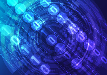 blue glow technology background picture communication data code pattern