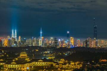 Cityscape of Kuala Lumpur, Malaysia at night