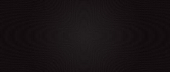 Circle lines pattern on black background. Circle lines pattern for backdrop, brochure, wallpaper template. Realistic lines with repeat circles texture. Simple geometric background, vector illustration