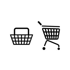 Shopping basket and cart icons vector set. Add to cart, add to basket, shopping icons set vector. Ecommerce buttons.