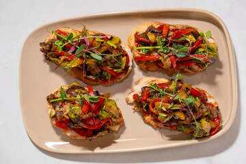 Mexican tacos with beef .