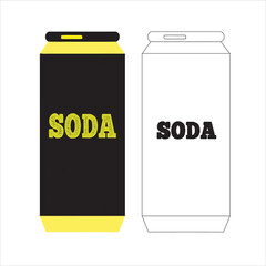 Icon set soda in colored aluminum cans. Cold drinks sign. Vector illustration in cartoon style isolated on white background