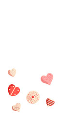 Fototapeta premium Top View of Different Style Candies With Heart Shapes And Copy Space.
