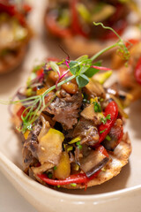 Mexican tacos with beef .