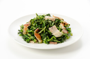 葉大根と三枚肉の炒め物