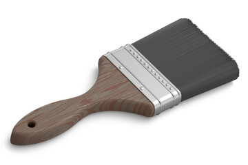 Paint bristle brush for repair work and construction on white background.