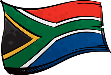 Painted South Africa flag waving in wind - 561218772