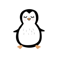 Cute penguin icon in flat style. Cold winter symbol. Antarctic bird, animal illustration.