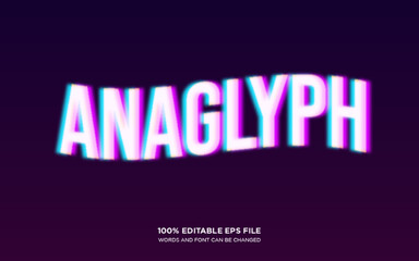anaglyph glitch text style effect	