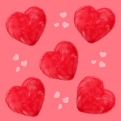 Valentine's Day. Nice red heart. Heart and love.Furry fluffy heart.Heart template