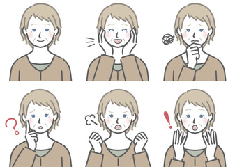 高齢の白人女性の色々な表情