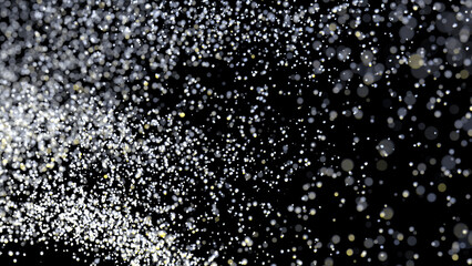 3D rendering of burst of crystal clear particles resembling splash of water droplets