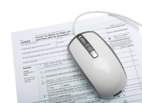 Computer mouse on Tax Form Filing
